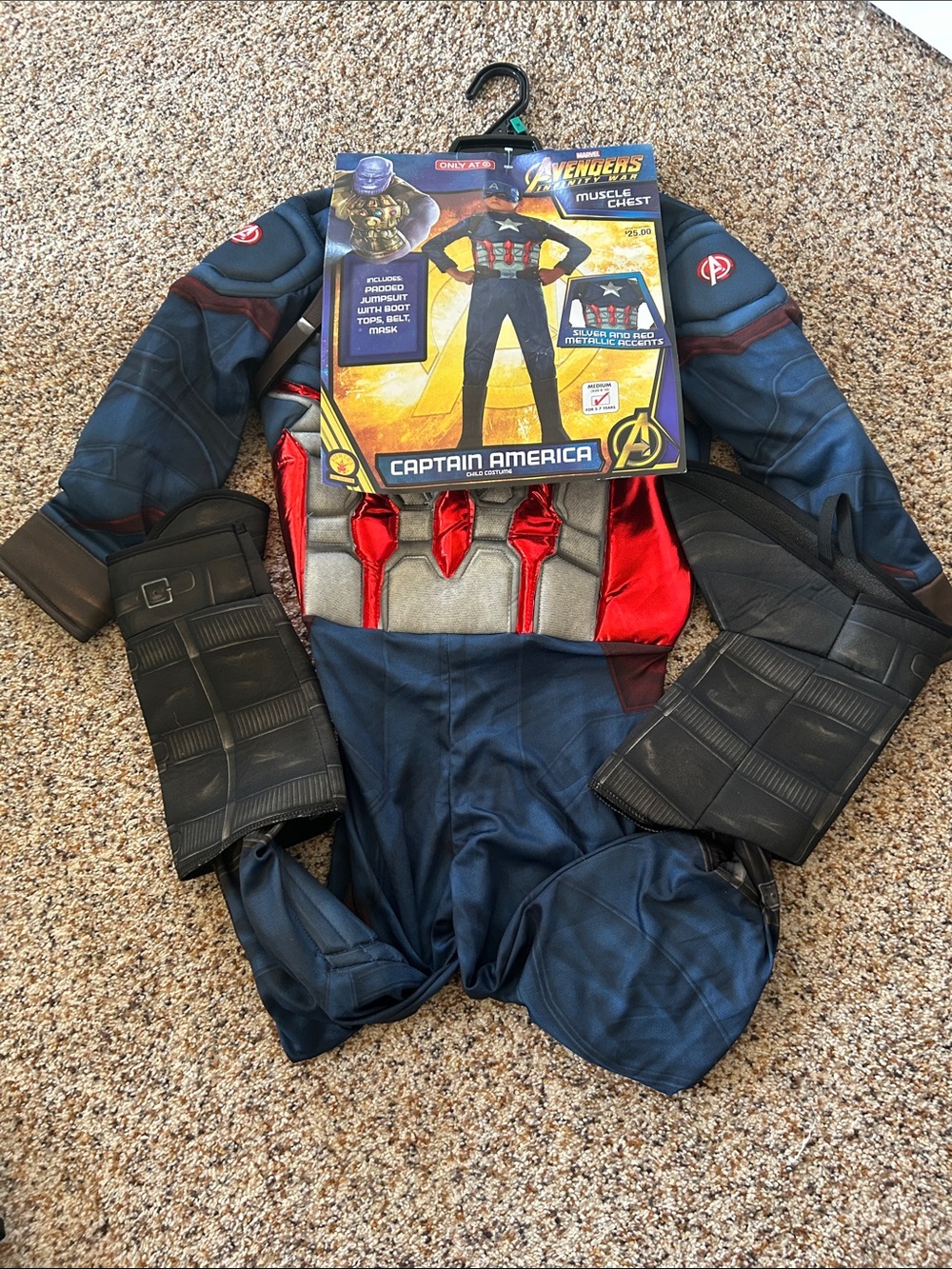Captain America Kids Muscle Chest Costume - Navy Blue & Red / size Medium